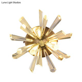 Contemporary 2-Head Gold Crystal Rod Sputnik Wall Sconce - Warm/White Light