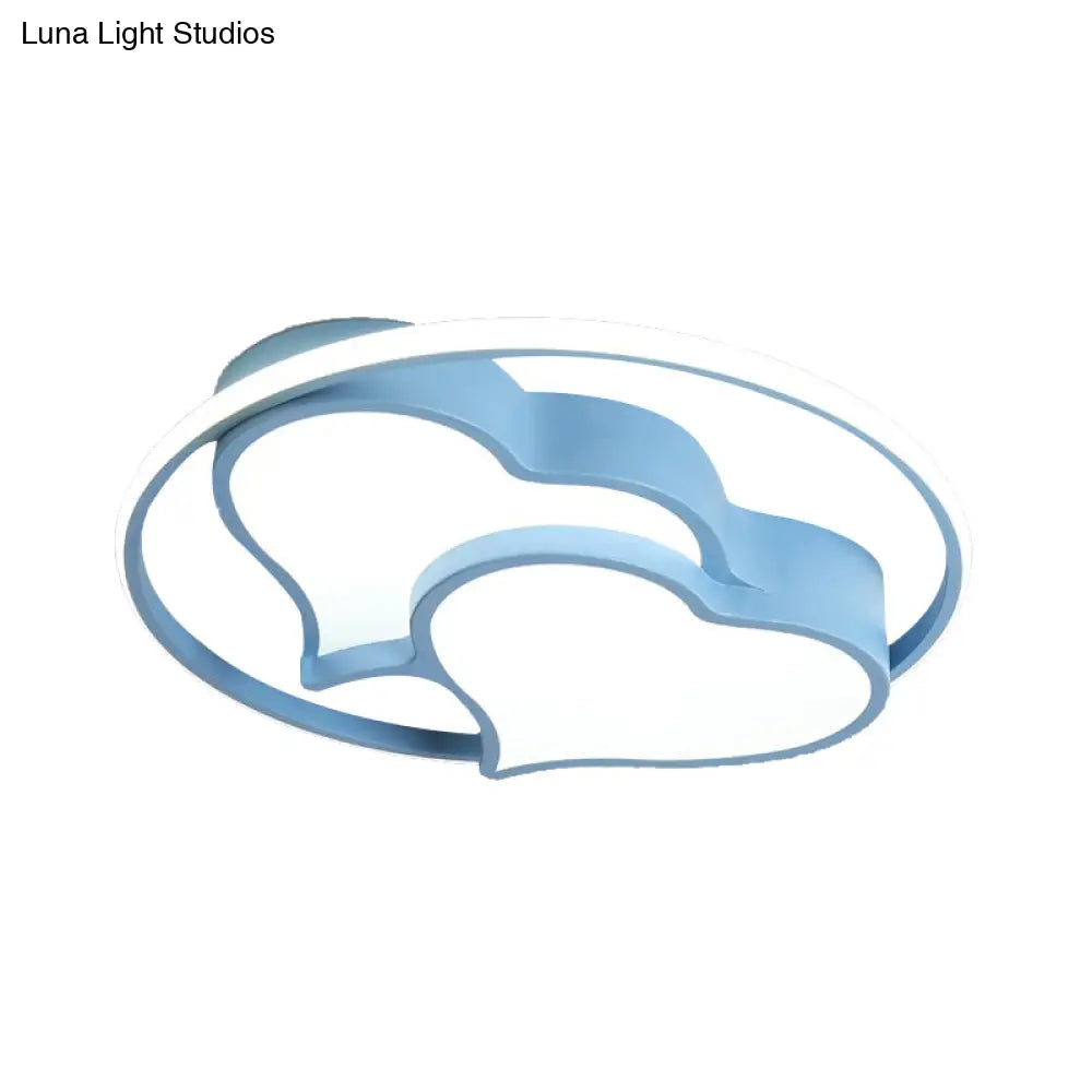 Contemporary 2-Heart Acrylic And Metal Flush Mount Ceiling Light For Living Room