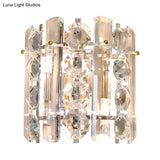 Contemporary 2-Light Wall Lamp With Crystal Shade For Living Room