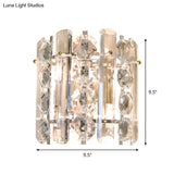 Contemporary 2-Light Wall Lamp With Crystal Shade For Living Room