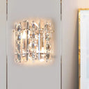 Contemporary 2-Light Wall Lamp With Crystal Shade For Living Room Clear