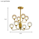 Contemporary 2-Tier Ball Clear Glass Chandelier With Radial Design - 8/12/18 Lights Black/Gold