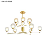 Contemporary 2-Tier Ball Clear Glass Chandelier With Radial Design - 8/12/18 Lights Black/Gold