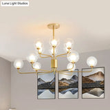 Contemporary 2-Tier Ball Clear Glass Chandelier With Radial Design - 8/12/18 Lights Black/Gold