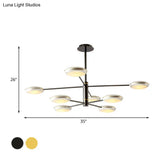 Contemporary 2-Tier Gold/Black Starburst Chandelier - Led Ceiling Lamp 6/8 Lights
