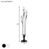 Contemporary 3-Bulb Tree Floor Light With Black/White Stand-Up Lamp And Cream Glass Shade