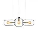 Contemporary 3-Head Frame Pendant Chandelier: Black & Gold Suspended Lighting Fixture Black-Gold