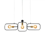 Contemporary 3-Head Frame Pendant Chandelier: Black & Gold Suspended Lighting Fixture Black-Gold