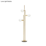 Contemporary 3-Head Gold Metallic Tree Floor Reading Lamp For Living Room Lighting