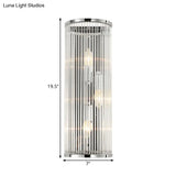 Contemporary 3-Head Wall Sconce With Clear Crystal Tube Shades - Flush Mount Light