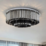 Contemporary 4 - Tier Smoke Gray Crystal Flushmount Light - 8/12 Lights Flush Fixture 8 /