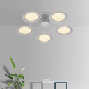 Contemporary 5-Head Radial White Led Semi Flush Mount Light With Acrylic Shade