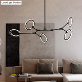Contemporary 5-Light Metal Pendant Chandelier In Black