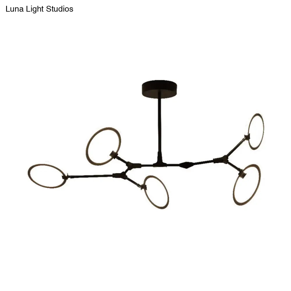 Contemporary 5-Light Metal Pendant Chandelier In Black