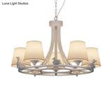 Contemporary 5-Light White Chandelier - Hanging Ceiling Lamp With Fabric Shade For Living Room