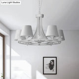 Contemporary 5-Light White Chandelier - Hanging Ceiling Lamp With Fabric Shade For Living Room