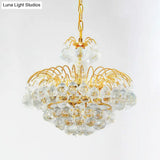 Contemporary 8-Light Chrome/Gold Cascade Chandelier With Crystal Ball Shade 16’/19.5’ Wide
