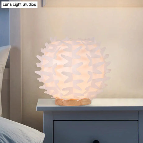Contemporary Acrylic Ball Nightstand Light: Butterfly Wing Design Led White Table Lamp