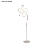 Contemporary Acrylic Bloom Floor Lamp - Black/White Led Reading Light For Study Room