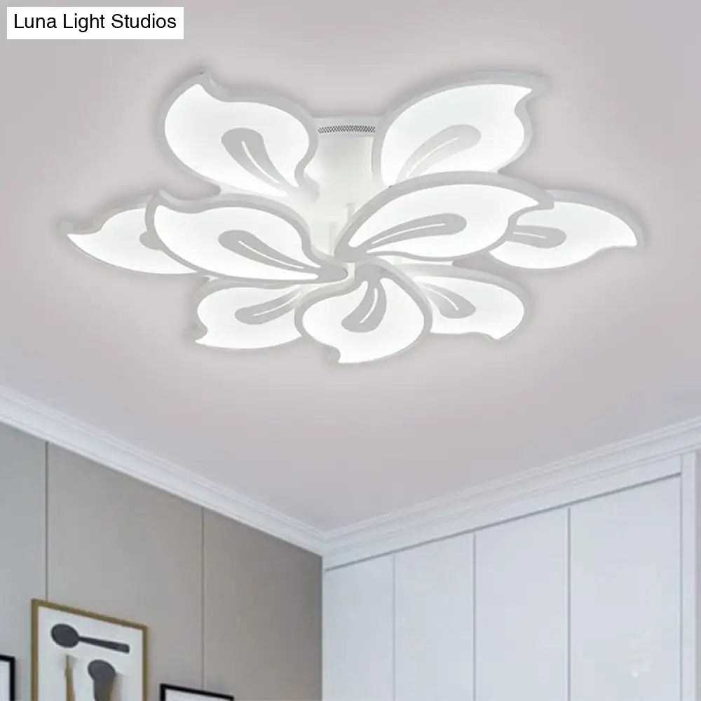Contemporary Acrylic Blossom Ceiling Flush Light With White Semi Mount - 5/9 Heads