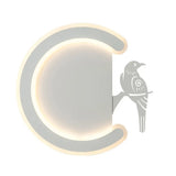Contemporary Acrylic C-Shape Wall Sconce Light With Bird Design Led Lamp In Warm/White
