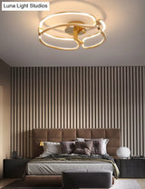 Contemporary Acrylic Ceiling Mount Chandelier - Sphere Semi Flush Lights For Living Room