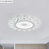 Contemporary Acrylic Circular Ceiling Light With Drop Pattern Led Flush Mount For Living Room White