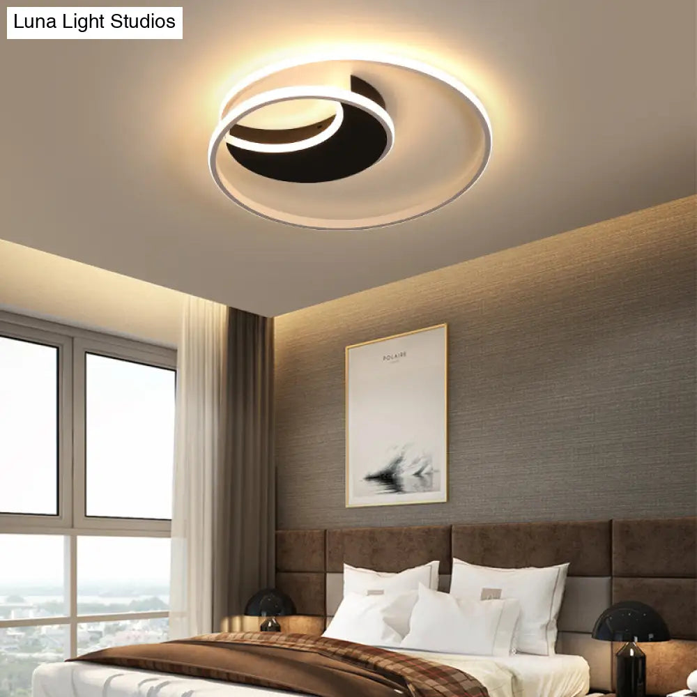 Contemporary Acrylic Crescent Led Flushmount Ceiling Light With Eye - Caring Ring For Bedroom