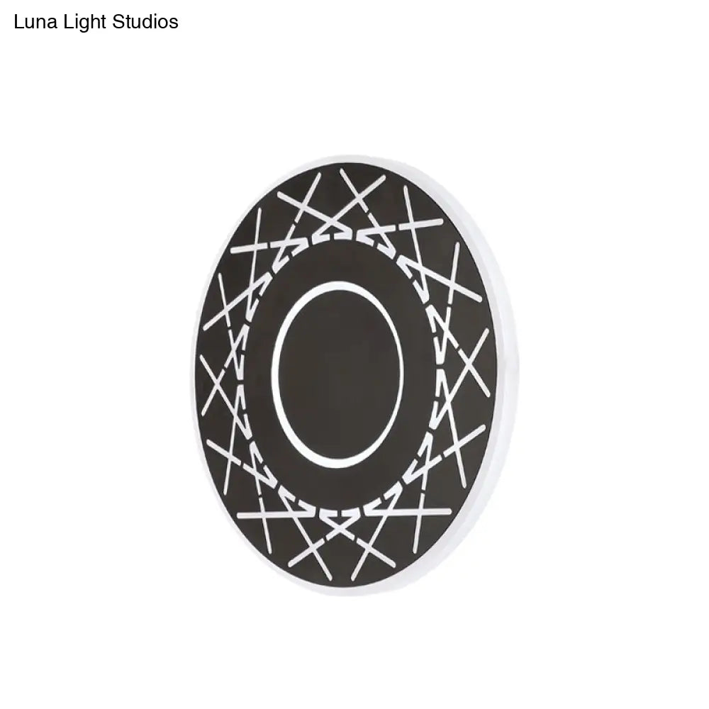 Contemporary Acrylic Disk Wall Light: Black/White Led Sconce Fixture For Living Room - Warm/White