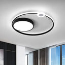 Contemporary Acrylic Flush Mount Ceiling Light - Black Led Fixture (16’/23.5’ Width) Warm/White