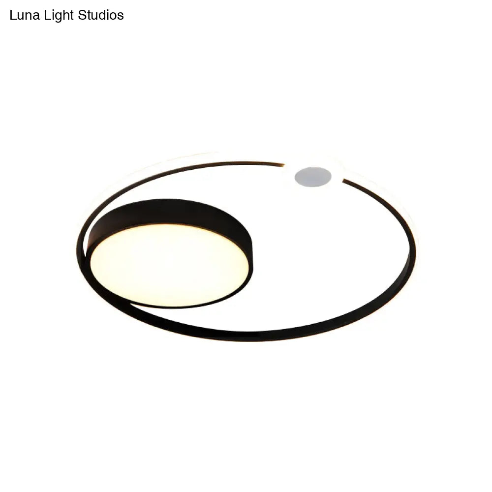 Contemporary Acrylic Flush Mount Ceiling Light - Black Led Fixture (16’/23.5’ Width) Warm/White