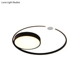 Contemporary Acrylic Flush Mount Ceiling Light - Black Led Fixture (16’/23.5’ Width) Warm/White