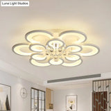 Contemporary Acrylic Flush Mount Ceiling Light With Crystal Drop - Multi-Layer Circular Design