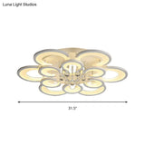 Contemporary Acrylic Flush Mount Ceiling Light With Crystal Drop - Multi-Layer Circular Design