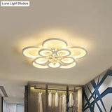 Contemporary Acrylic Flush Mount Ceiling Light With Crystal Drop - Multi-Layer Circular Design