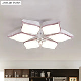 Contemporary Acrylic Flush Mount Led Ceiling Light With Crystal Drop - Flower Design In Warm/3 Color