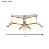 Contemporary Acrylic Flush Mount Led Ceiling Light With Crystal Drop - Flower Design In Warm/3 Color