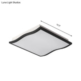 Contemporary Acrylic Flush Mount Light Fixture - Waved Square/Rectangle Led 19.5’/32’ Wide Black