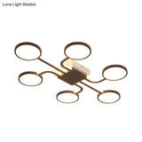 Contemporary Acrylic Led Ceiling Lamp - Flush Mount 4/5 - Head Dark Coffee Warm/White Light