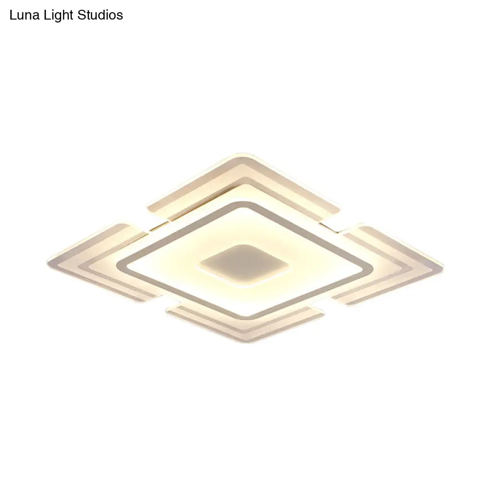 Contemporary Acrylic Led Ceiling Lamp For Living Room - Ultra Slim Square Petal Design (16.5/20.5