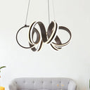 Contemporary Acrylic Led Chandelier Light - Seamless Whirl Design Brown Hanging Ceiling Lamp