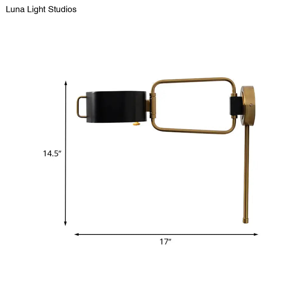 Contemporary Acrylic Led Drum Wall Sconce In Black Finish For Bedroom Lighting