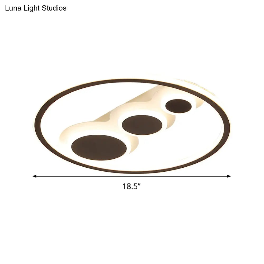 Contemporary Acrylic Led Flush Light - Coffee Round Ceiling Mounted 18.5’/23’ Wide Warm & White