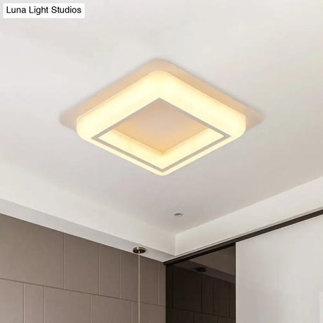 Contemporary Acrylic Led Flush Light For Bedroom - Square Ceiling Mount In White/Black/Grey