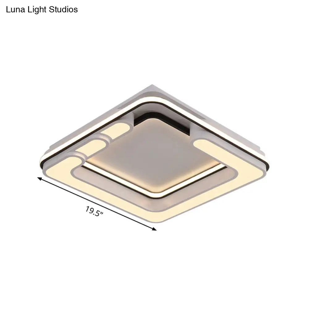 Contemporary Acrylic Led Flush Light - Square Ceiling Mounted Black & White Warm/White Illumination