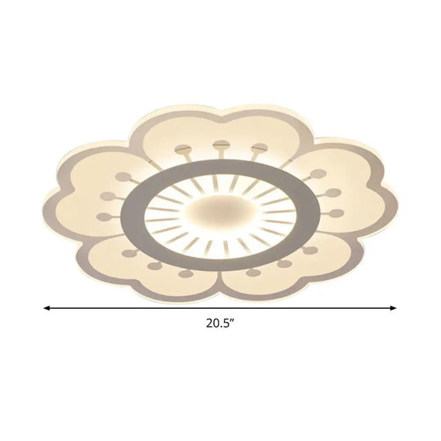 Contemporary Acrylic Led Flush Mount Ceiling Fixture - Flower Design 16.5/20.5 Wide White