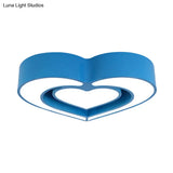 Contemporary Acrylic Led Flush Mount Ceiling Light For Bedroom - Loving Heart Design (Blue/Red/Pink)