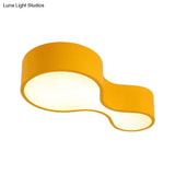 Contemporary Acrylic Led Flush Mount Light For Kindergarten - Red/Yellow/Blue/Green Gourd Shape