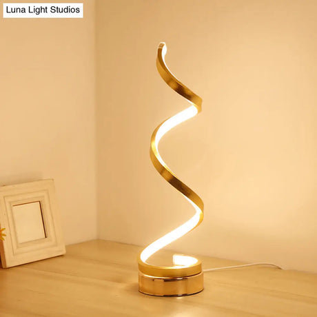 Contemporary Acrylic Led Nightstand Lamp - Stylish Spiral Shape For Living Room Table Lighting