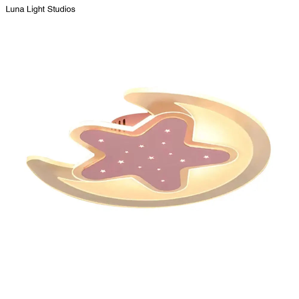 Contemporary Acrylic Pink Star Ceiling Mount Light - Perfect For Teens